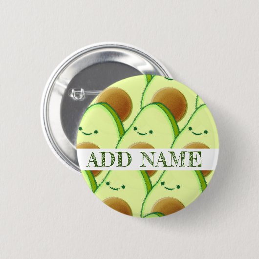 Niedlicher grüner Avocado überall auf Zeichnend In Button (Vorne & Hinten)