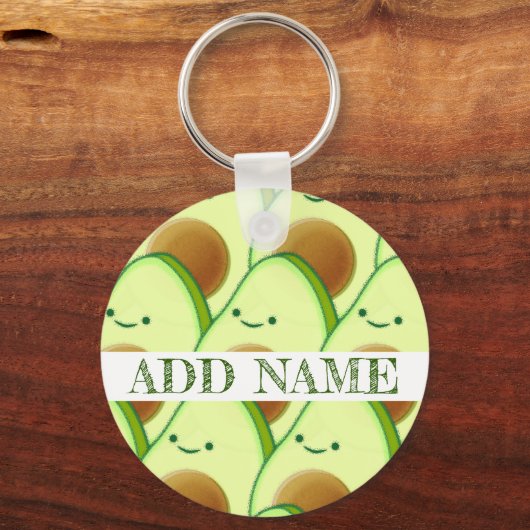 Niedlicher grüner Avocado überall auf Zeichnend In Schlüsselanhänger (Rückseite)