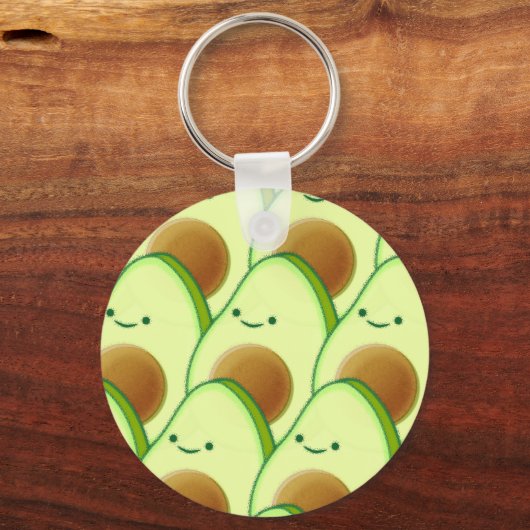 Niedlicher grüner Avocado überall Zeichnend Schlüsselanhänger (Rückseite)