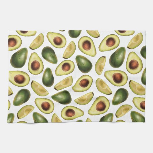 Niedlicher grüner Avocado und Avocado-Scheiben Geschirrtuch (Horizontal)