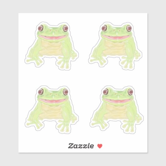Niedlicher Grüner Baum Frog - 4x Sonderschnitt Auf Aufkleber (Blatt)