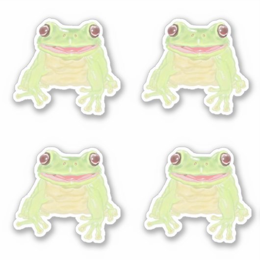 Niedlicher Grüner Baum Frog - 4x Sonderschnitt Auf Aufkleber (Vorderseite)