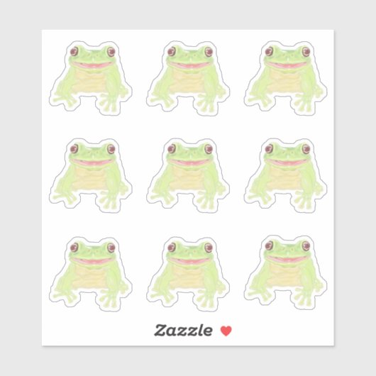 Niedlicher Grüner Baum Frog - 9x Sonderschnitt Auf Aufkleber (Blatt)