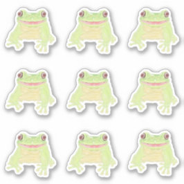Niedlicher Grüner Baum Frog - 9x Sonderschnitt Auf Aufkleber