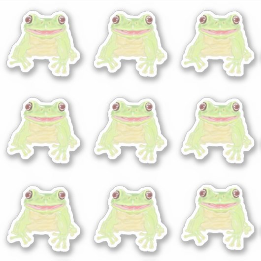 Niedlicher Grüner Baum Frog - 9x Sonderschnitt Auf Aufkleber (Vorderseite)