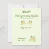 Niedlicher Grüner Baum Frog - Geburtstagsparty. Einladung (Rückseite)