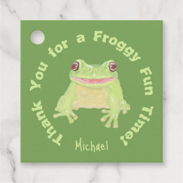 Niedlicher Grüner Baum Frog - Kindergeburtstag vie Geschenkanhänger