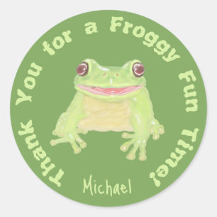 Niedlicher Grüner Baum Frog - Kindergeburtstag vie Runder Aufkleber