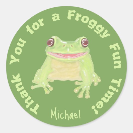 Niedlicher Grüner Baum Frog - Kindergeburtstag vie Runder Aufkleber (Vorderseite)