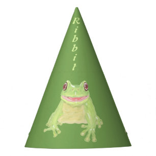 Niedlicher Grüner Baum Frog - Ribbit Geburtstag. Partyhütchen