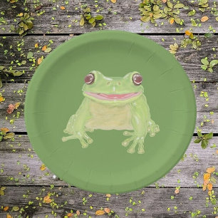 Niedlicher Grüner Baum Frog - Single transparent. Pappteller