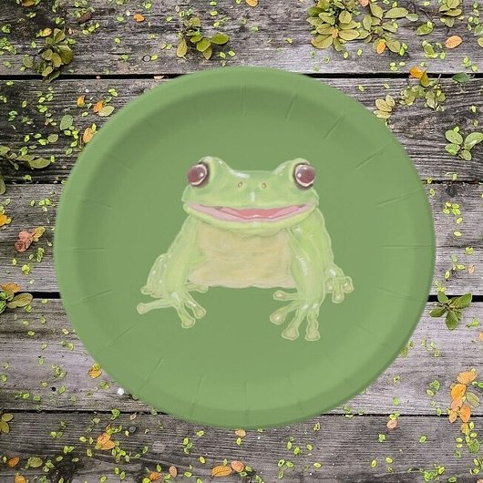 Niedlicher Grüner Baum Frog - Single transparent. Pappteller