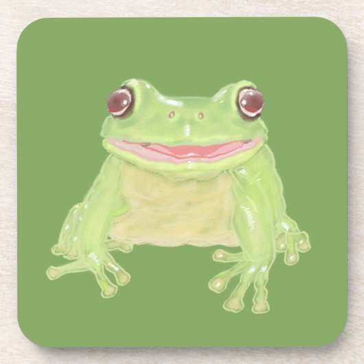 Niedlicher Grüner Baum Frosch - transparent. Getränkeuntersetzer (Vorderseite)