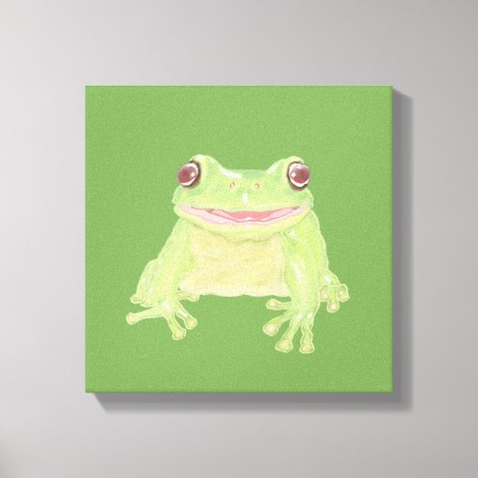 Niedlicher Grüner Baum Frosch - transparent. Leinwanddruck (Vorderseite)
