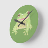 Niedlicher Grüner Baum Frosch - transparent.  Runde Wanduhr (Winkel)