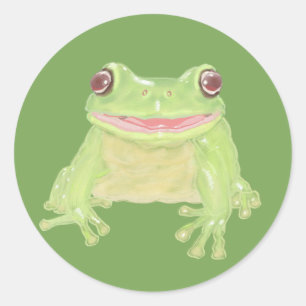 Niedlicher Grüner Baum Frosch - transparent. Runder Aufkleber