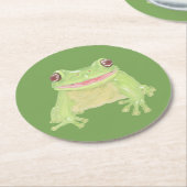 Niedlicher Grüner Baum Frosch - transparent. Runder Pappuntersetzer (Angewinkelt)