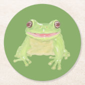 Niedlicher Grüner Baum Frosch - transparent. Runder Pappuntersetzer (Vorderseite)