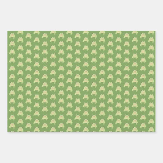 Niedlicher Grüner Baumfrosch - 3x transp Muster. Geschenkpapier Set (Vorderseite 3)