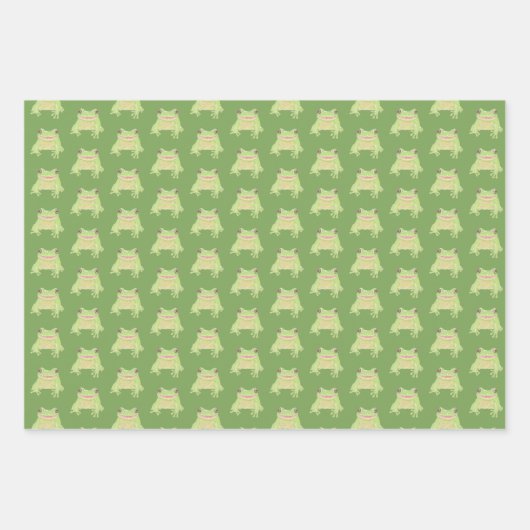 Niedlicher Grüner Baumfrosch - 3x transp Muster. Geschenkpapier Set (Vorderseite 2)