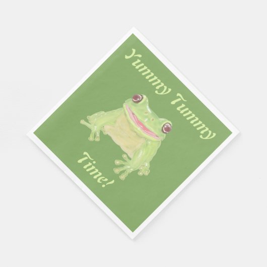Niedlicher Grüner Baumfrosch - Yummy Tummy Time! P Serviette (Ecke)