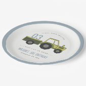 Niedlicher grüner blauer Feldzug Kinder jeden Gebu Pappteller (Schrägansicht)