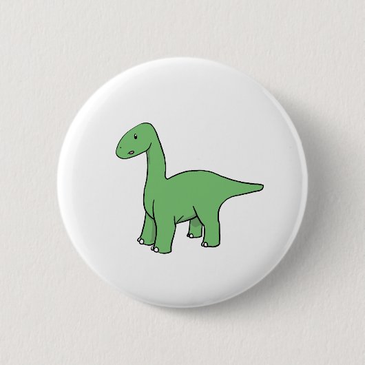 Niedlicher grüner Brontosaurus Button (Vorderseite)