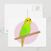 Niedlicher Grüner Budgie Postkarte (Vorne/Hinten)