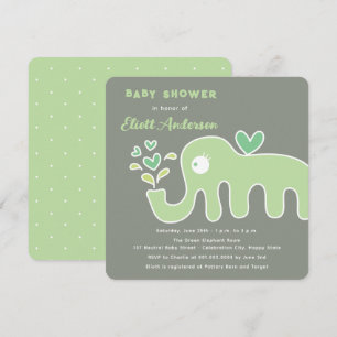 Niedlicher grüner Cartoon Elephant Whimsical Baby  Einladung