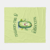 Niedlicher Grüner Cartoon Fleecedecke (Vorderseite (Horizontal))