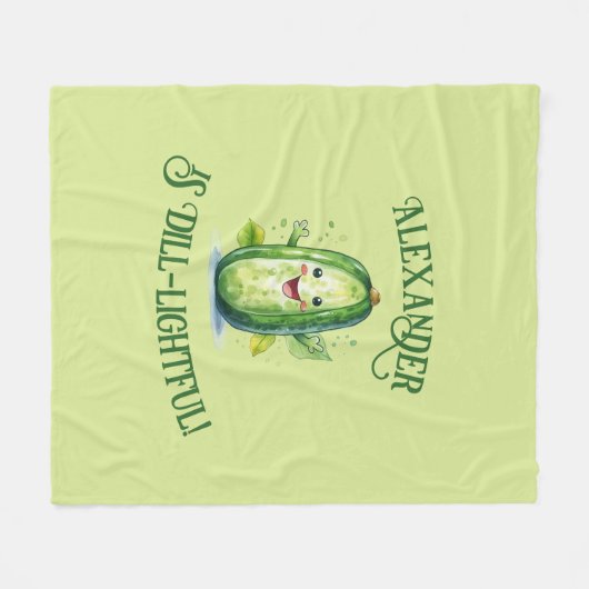 Niedlicher Grüner Cartoon Fleecedecke (Vorderseite (Horizontal))