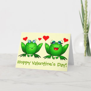 Niedlicher Grüner Cartoon Frogs Hoppy Valentines Feiertagskarte