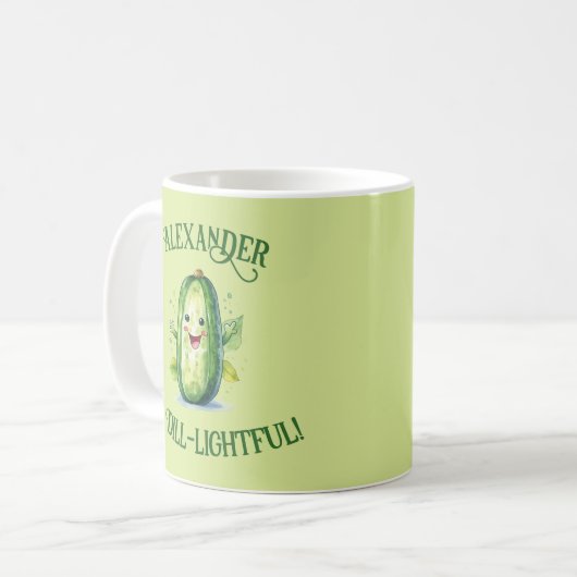 Niedlicher Grüner Cartoon Kaffeetasse (Vorderseite Links)