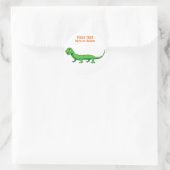 Niedlicher grüner Cartoon Lizard Kids Reptile Runder Aufkleber (Tasche)