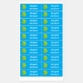 Niedlicher, grüner Cartoon mit Parkett personalisi Etiketten (Blatt)