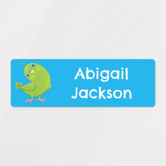 Niedlicher, grüner Cartoon mit Parkett personalisi Etiketten (Design 1)