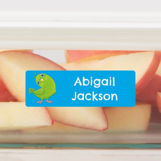 Niedlicher, grüner Cartoon mit Parkett personalisi Etiketten (Befestigt)