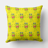 Niedlicher Grüner Cartoon Monster Witziger Spaß fü Kissen (Rückseite)