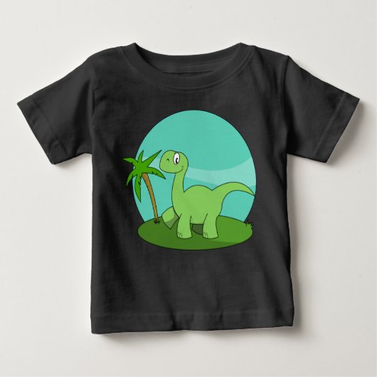 Niedlicher grüner Dinosaurier Baby T-shirt (Vorderseite)