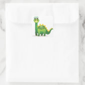 Niedlicher grüner Dinosaurier-Cartoon Quadratischer Aufkleber (Tasche)