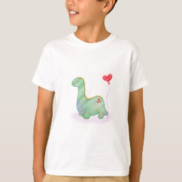 Niedlicher grüner Dinosaurier mit Herzballon | T-Shirt