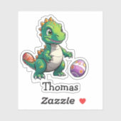 Niedlicher grüner Dinosaurier mit Ostereiern Aufkleber (Blatt)