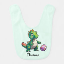 Niedlicher grüner Dinosaurier mit Ostereiern