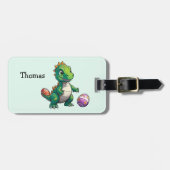 Niedlicher grüner Dinosaurier mit Ostereiern Gepäckanhänger (Vorderseite horizontal)