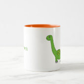 Niedlicher grüner Dinosaurier+Personifizieren Sie Zweifarbige Tasse (Mittel)