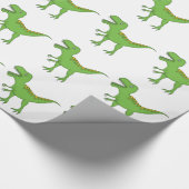 Niedlicher grüner Dinosaurier-t-Rex Geschenkpapier (Ecke)