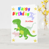 Niedlicher Grüner Dinosaurier T Rex Happy Geburtst Karte (Gelbe Blume)