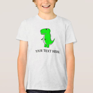 Niedlicher grüner Dinosaurier Zeichne benutzerdefi Tri-Blend Shirt
