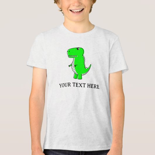 Niedlicher grüner Dinosaurier Zeichne benutzerdefi Tri-Blend Shirt (Vorderseite)