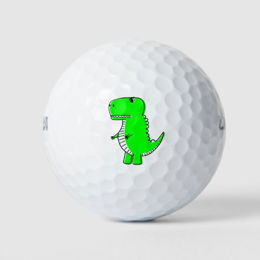 Niedlicher grüner Dinosaurier Zeichnend Golfball (Vorderseite)
